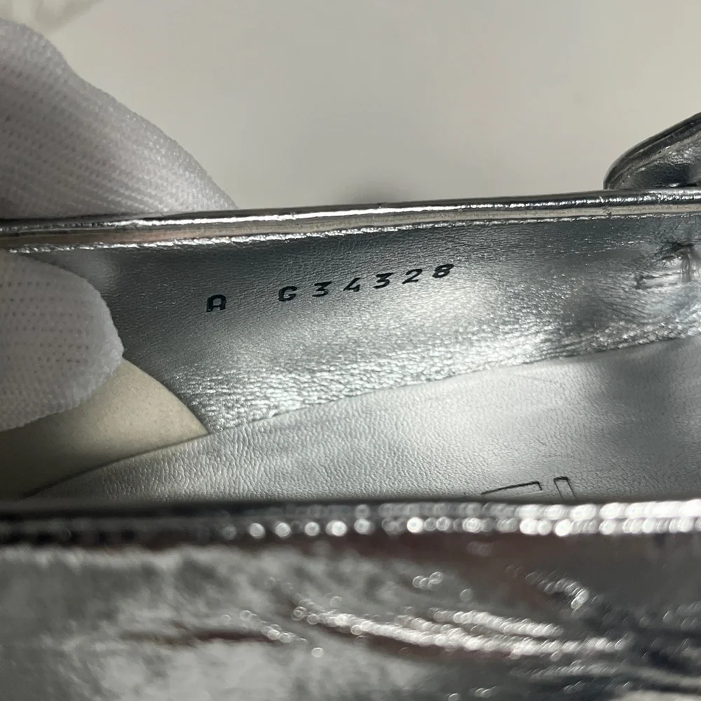 CHANEL Silver Mary Jane Flats with Strap - Picture 9 of 13